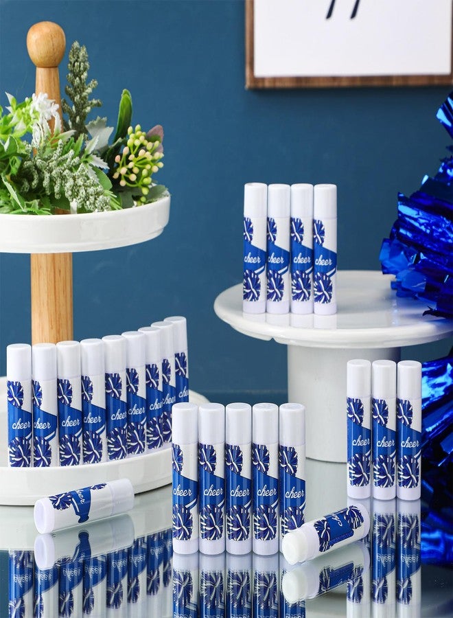 Suttmin 24 Pcs Cheer Lip Balm Bulk Cheer Teams Camp Gifts Pom Pom Leaders Party Favors Gear Lip Balm Valentine's Day Gift for Competitive Party Guest Supplies(Blue and White) - Image 4